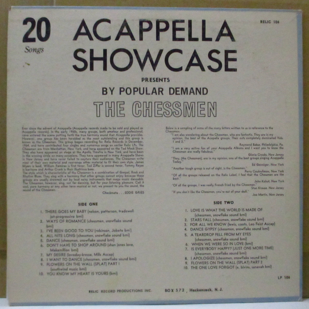 CHESSMEN (チェスメン)  - Acappella Showcase (US Orig.Light Brown Label LP)