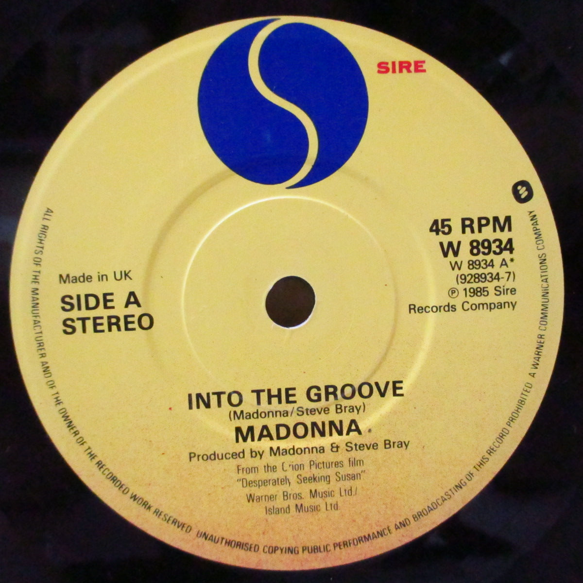 MADONNA (マドンナ) - Into The Groove (UK オリジナル 7インチ+マット・ソフト紙ジャケ)