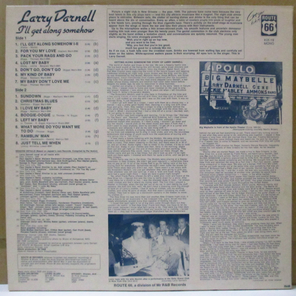 LARRY DARNELL (ラリー・ダーネル)  - I'll Get Along Somehow (Sweden Orig.Mono LP+Inner)