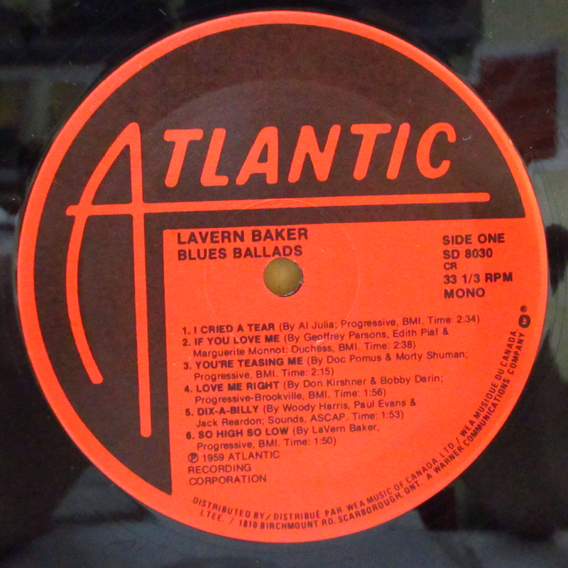 LAVERN BAKER (ラヴァーン・ベイカー)  - Blues Ballads (Canada 80's Reissue Mono LP)