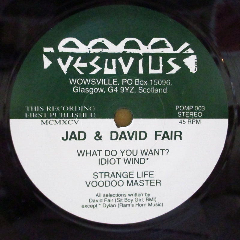 JAD & DAVID FAIR (ジャド・フェアー)  - What Do You Want? +3 (UK Orig.7"+Mini Booklet, Promo Insert, etc)