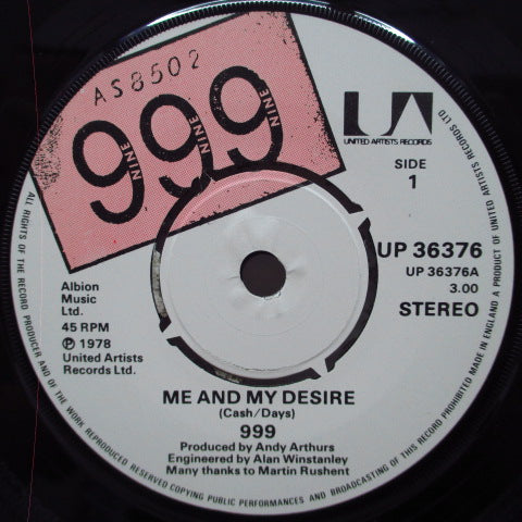 999 (ナイン・ナイン・ナイン) - Me And My Desire / Crazy (UK Orig.7")