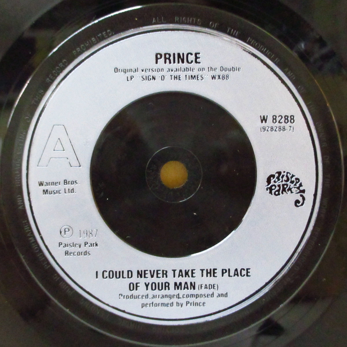 PRINCE (プリンス)  - I Could Never Take The Place Of Your Man (UK オリジナル・ブレープラスチックラベ 7"+マット・ソフト紙ジャケ)