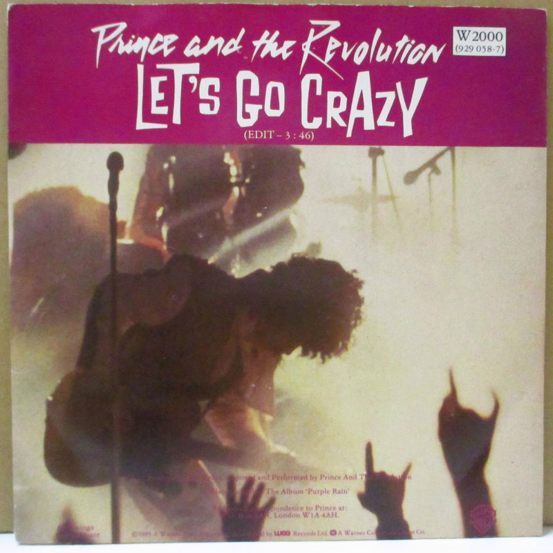 PRINCE And The Revolution (プリンス・アンド・ザ・レヴォリューション)  - Let's Go Crazy (UK オリジナル紙ラベ 7"+光沢固紙ジャケ)