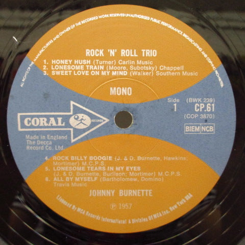 JOHNNY BURNETTE & THE R&R TRIO - Johnny Burnette & The Rock'n'Roll Trio (UK'70年Re)