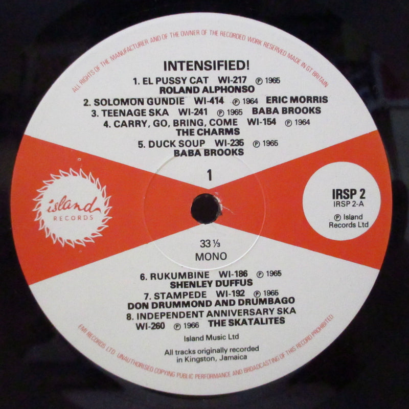 V.A. (60's ジャマイカ・スカ・コンピ) - Intensified! Original Ska 1962-66 (UK オリジナル EMI ラベ・モノラル LP/両面コーティングジャケ)