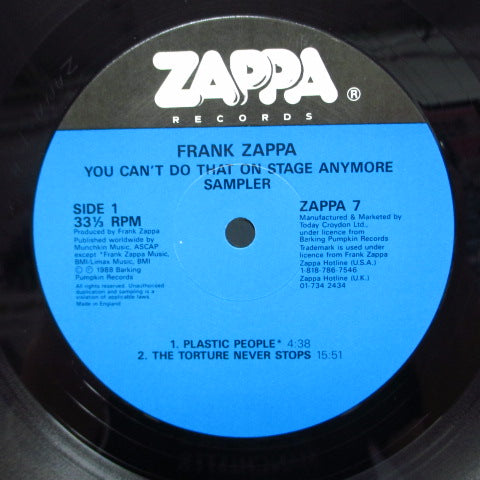 FRANK ZAPPA (フランク・ザッパ) - You Can't Do That On Stage Anymore Sampler (UK '88 Orig.2xLP)