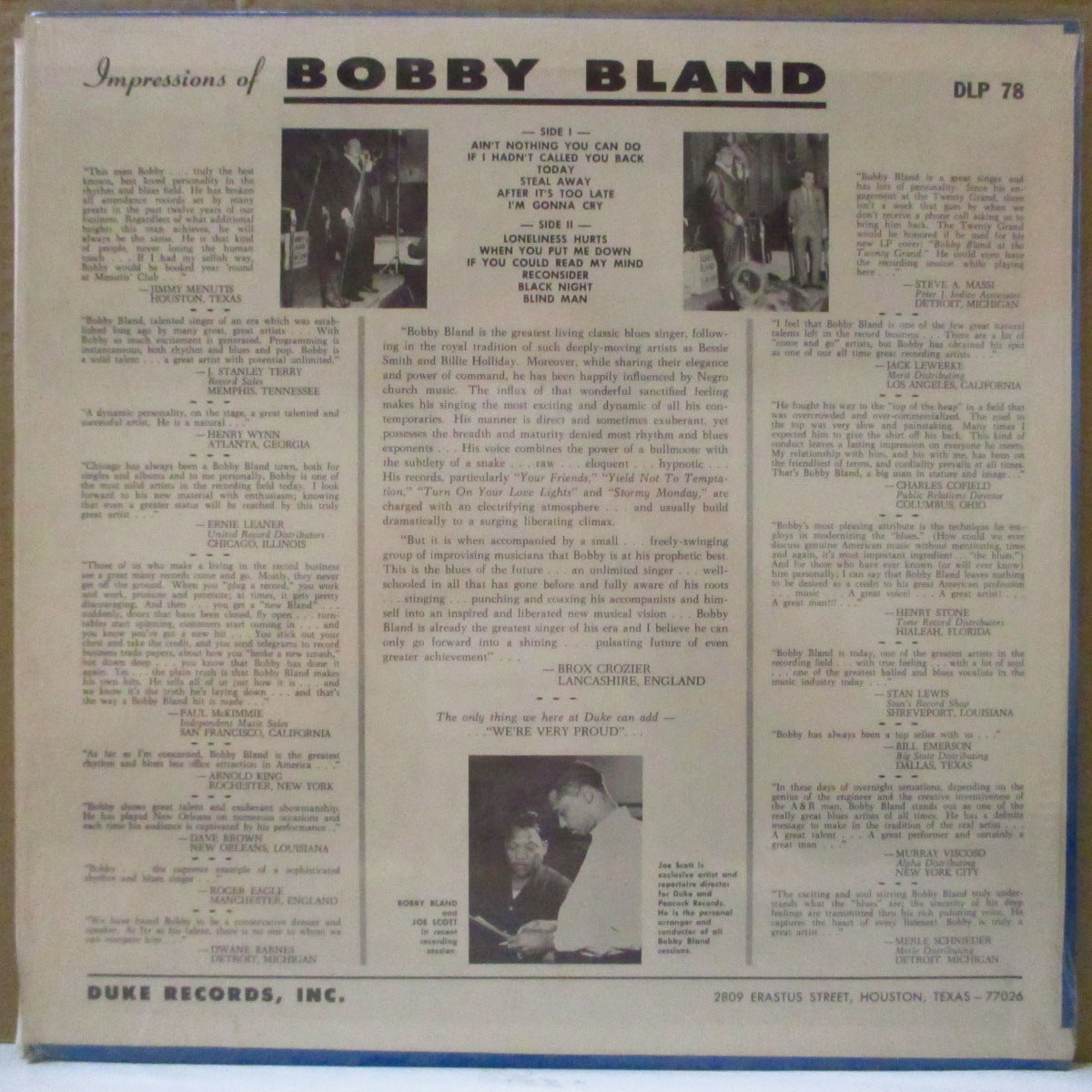 BOBBY BLAND (ボビー・ブランド)  - Ain't Nothing You Can Do (US '74 Reissue Stereo LP)