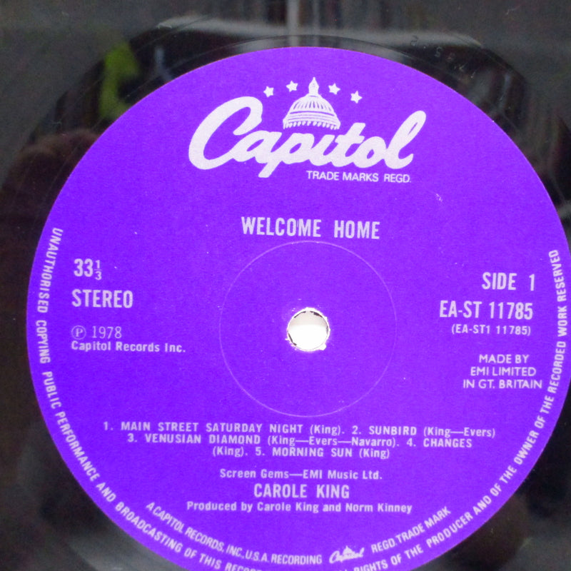 CAROLE KING (キャロル・キング)  - Welcome Home (UK オリジナル LP+インナー)