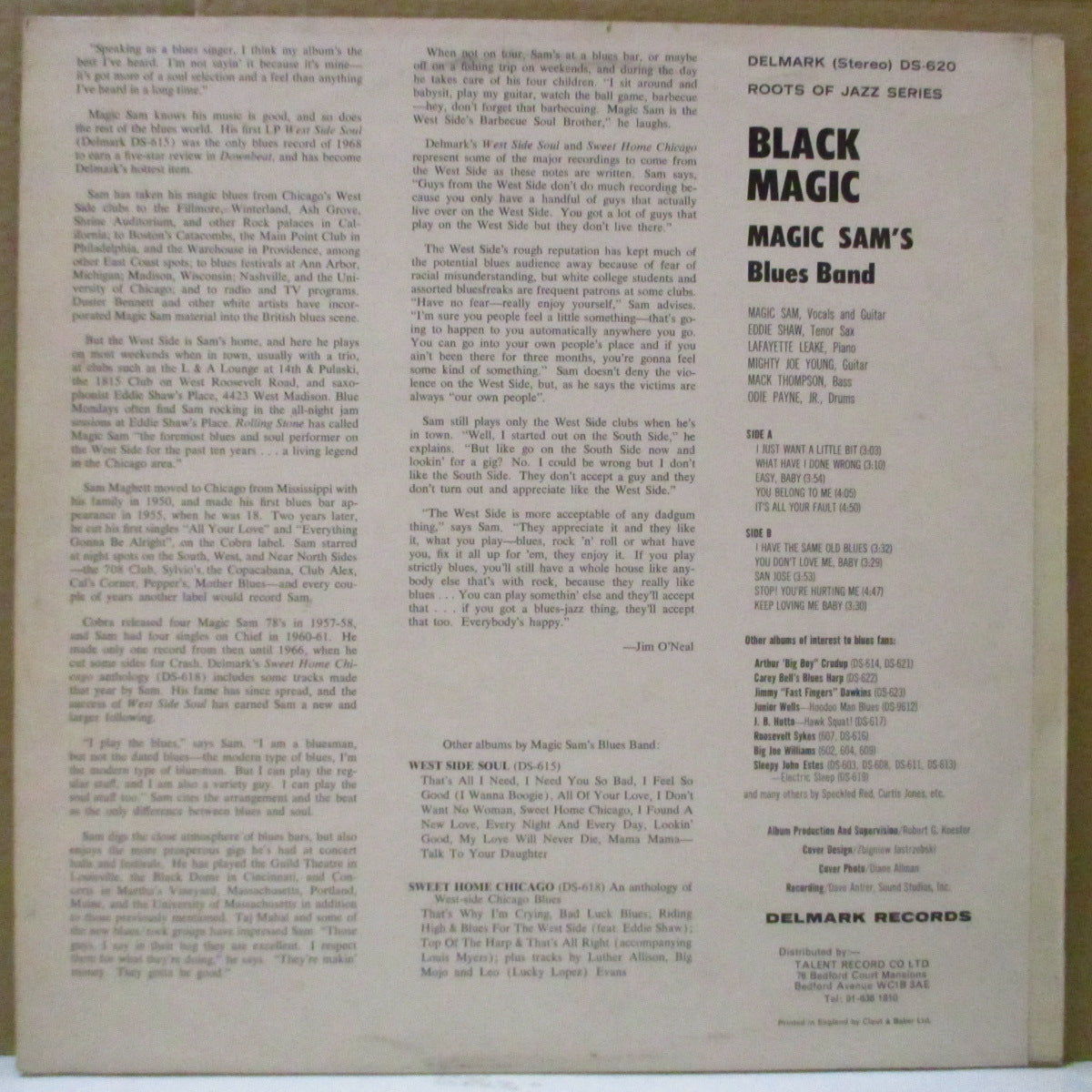 MAGIC SAM BLUES BAND (マジック・サム・ブルース・バンド)  - Black Magic (US 70's Export Reissue Stereo LP/UK Orig.CS)