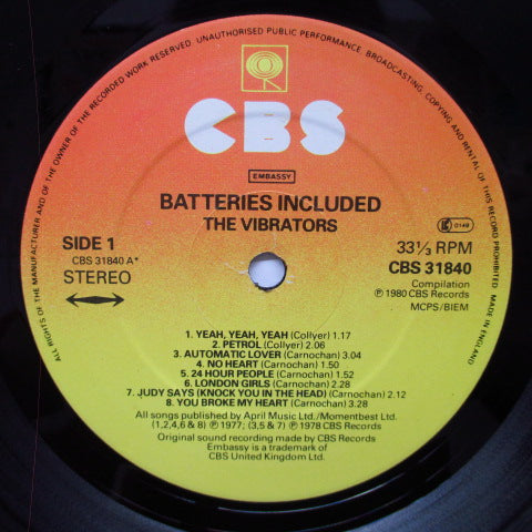VIBRATORS, THE (ヴァイブレーターズ) - Batteries Included (UK Orig.LP)
