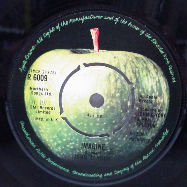 JOHN LENNON (ジョン・レノン)  - Imagine (UK オリジナル「ラウンドセンター#2」7"+「アップルロゴ入」黒カンパニースリーブ)