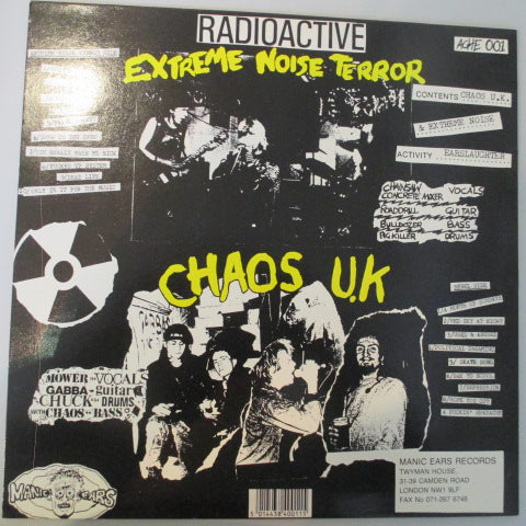 CHAOS U.K. / E.N.T.  (カオス U.K. / エクストリーム・ノイズ・テラー)- Earslaughter (UK '90 Reissue Yellow Vinyl LP+Inner)