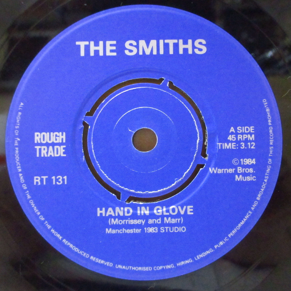 SMITHS, THE (ザ・スミス)  - Hand In Glove (UK '84 再発ラウンドセンター 7"+ロンドン住所、「Sleeve by The Smiths」光沢固紙ジャケ)