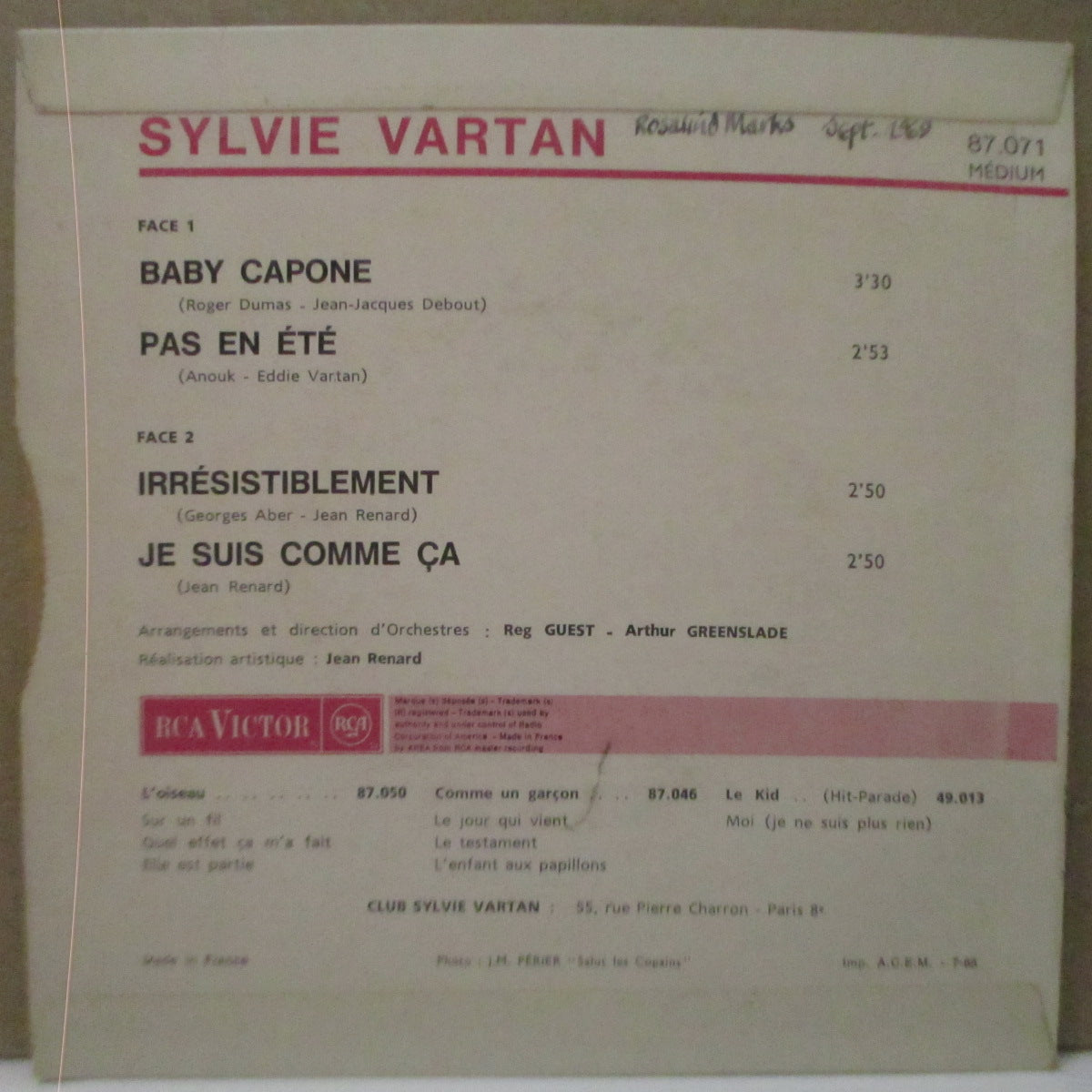 SYLVIE VARTAN - Sylvie / Baby Capone +3 (France Orig.Blue Lbl.EP/CFS)