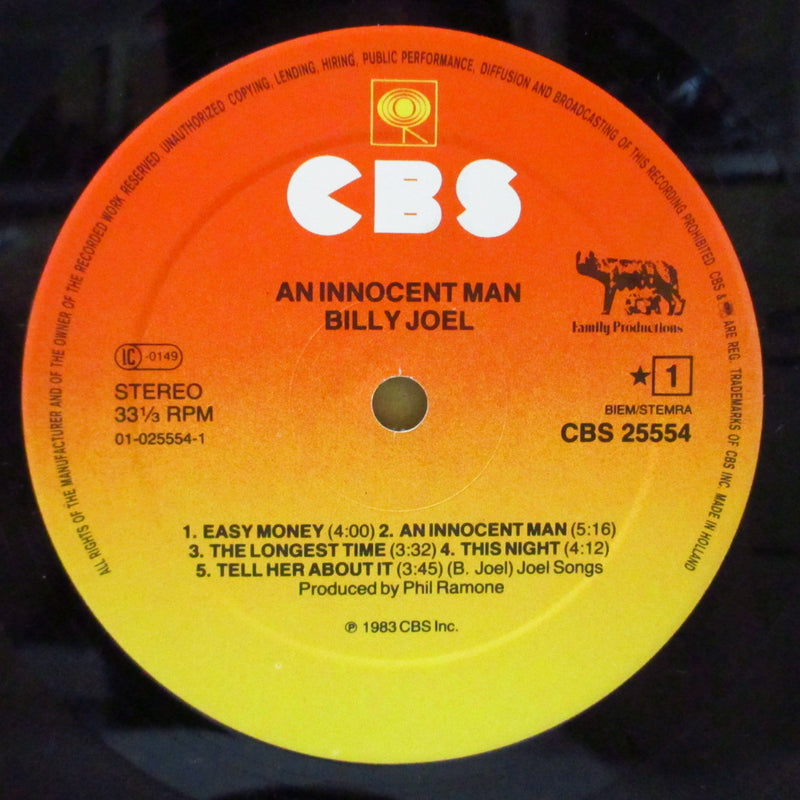 BILLY JOEL (ビリー・ジョエル)  - An Innocent Man (Dutch オリジナル LP+インナー/宣伝ステッカー付きマットジャケ)