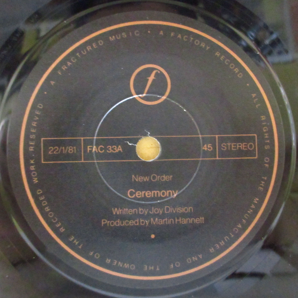 NEW ORDER (ニュー・オーダー)  - Ceremony (UK オリジナル 7"+エンボス・ゴールド・マット固紙ジャケ) 