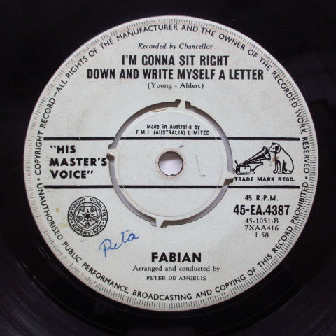 FABIAN - I'm Gonna Sit Right Down and Write Myself a Letter (OZ Orig+PS)