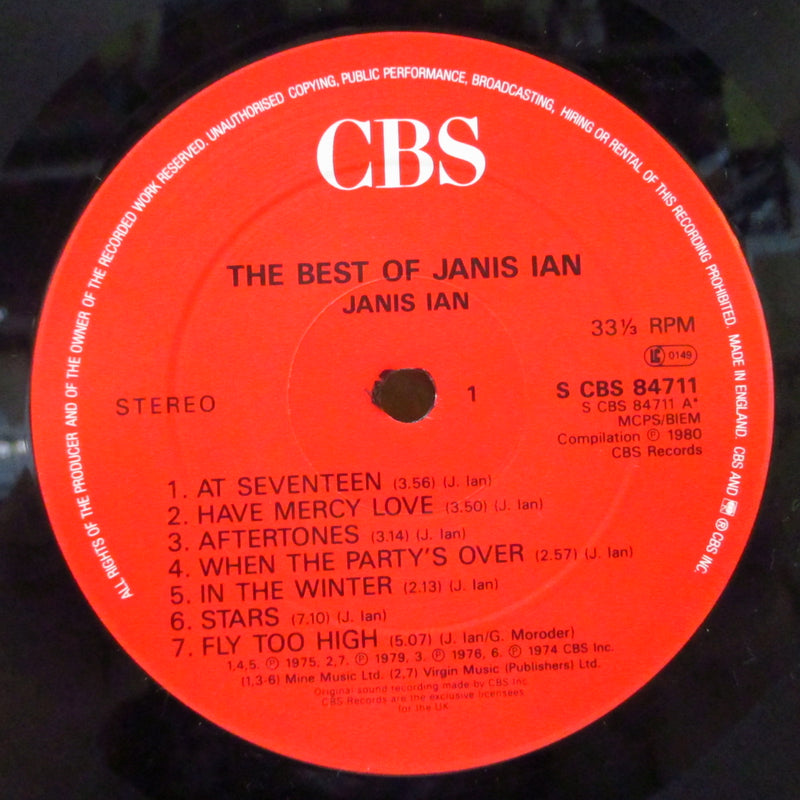 JANIS IAN (ジャニス・イアン)  - The Best Of Janis Ian (UK 80's 再発 LP)