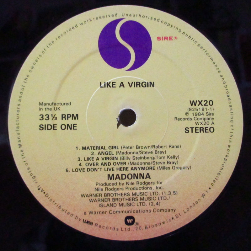 MADONNA (マドンナ)  - Like A Virgin (UK '85 再発 LP+固紙インナー)