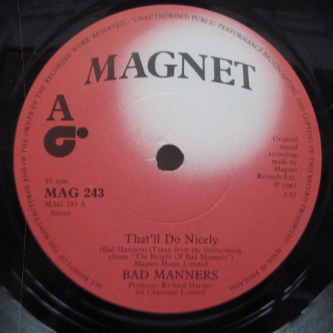 BAD MANNERS (バッド・マナーズ) - That'll Do Nicely (UK Orig.7")