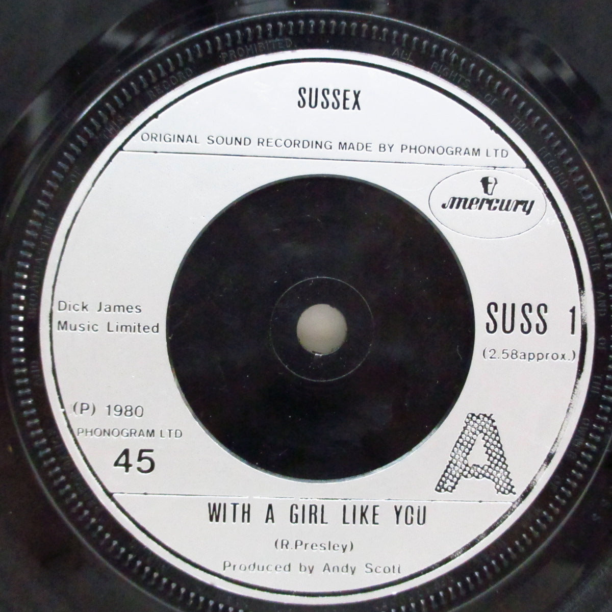 SUSSEX (サセックス)  - With A Girl Like You (UK Orig.7")