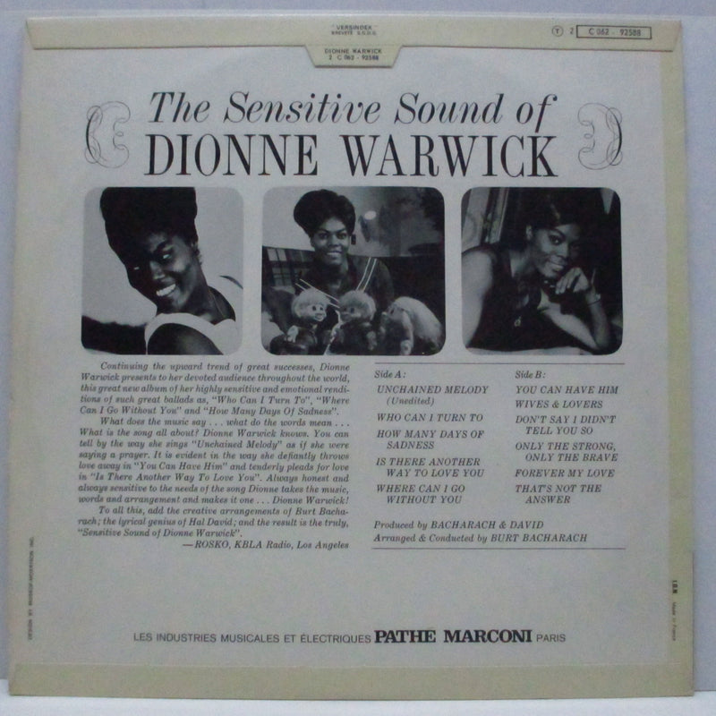 DIONNE WARWICK (DIONNE WARWICKE) (ディオンヌ・ワーウイック)  - The Sensitive Sound Of Dionne Warwick (France 70's再発ステレオ LP+表面コーティング折り返ジャケ/2C 062-92588)
