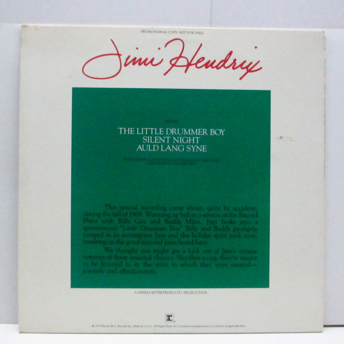 JIMI HENDRIX (ジミ・ヘンドリックス)  - Medley : The Little Drummer Boy +2  (US Promo Only 12")