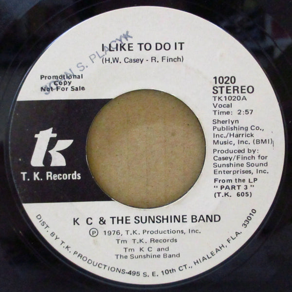 K.C.& THE SUNSHINE BAND (K.C.&ザ・サンシャイン・バンド)  - I Like To Do It (US Promo 7"+CS)