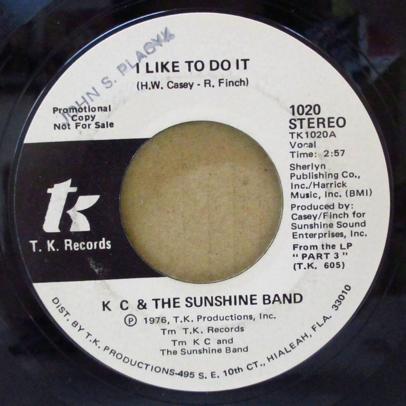 K.C.& THE SUNSHINE BAND (K.C.&ザ・サンシャイン・バンド)  - I Like To Do It (US Promo 7"+CS)