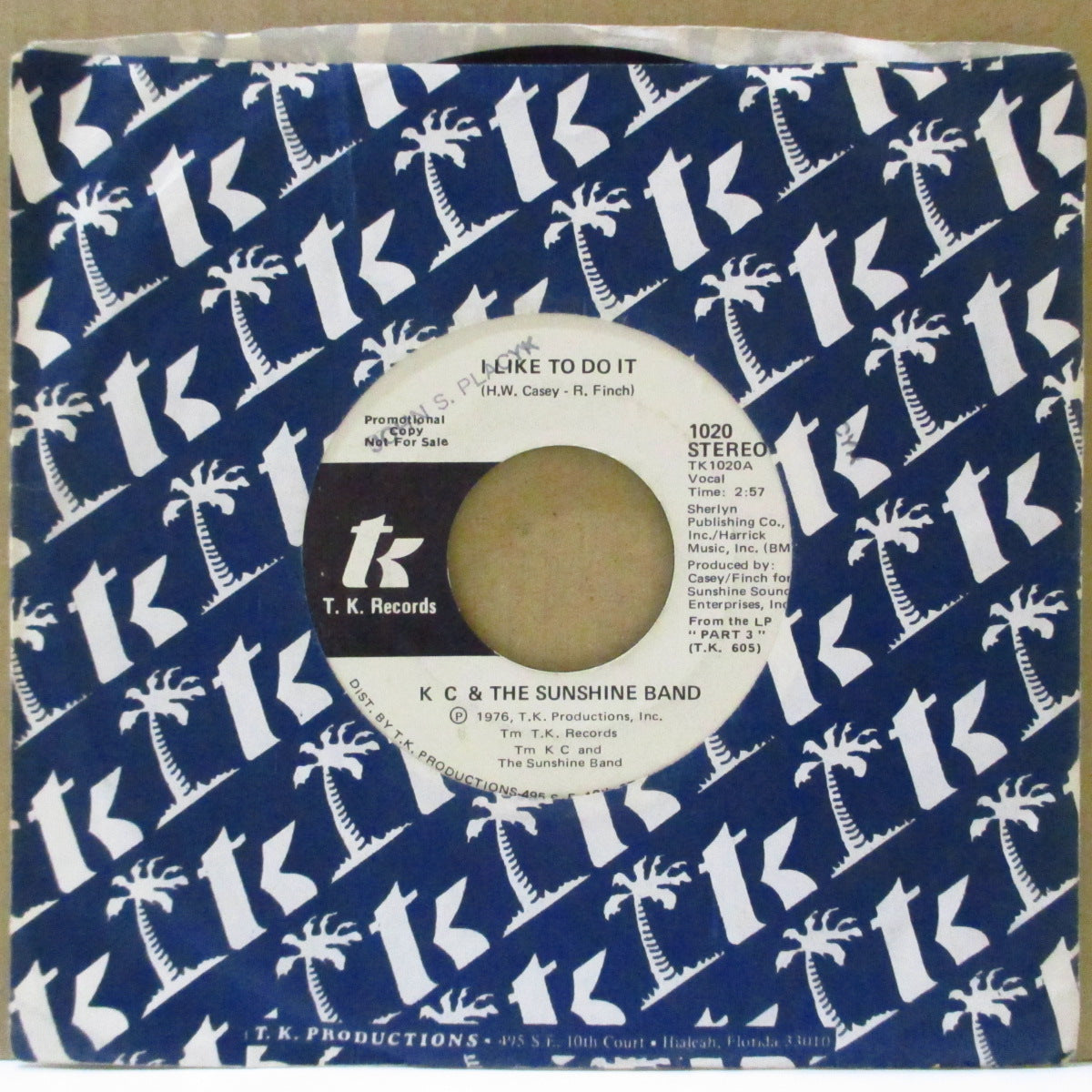 K.C.& THE SUNSHINE BAND (K.C.&ザ・サンシャイン・バンド)  - I Like To Do It (US Promo 7"+CS)