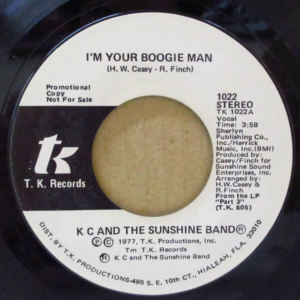 K.C.& THE SUNSHINE BAND (K.C.&ザ・サンシャイン・バンド)  - I'm Your Boogie Man (US Promo 7"+CS)