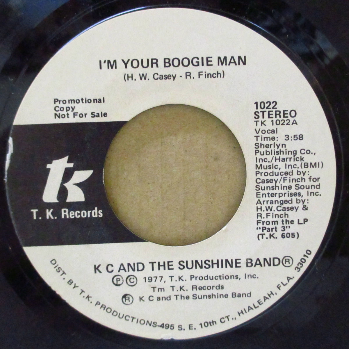 K.C.& THE SUNSHINE BAND (K.C.&ザ・サンシャイン・バンド)  - I'm Your Boogie Man (US Promo 7"+CS)