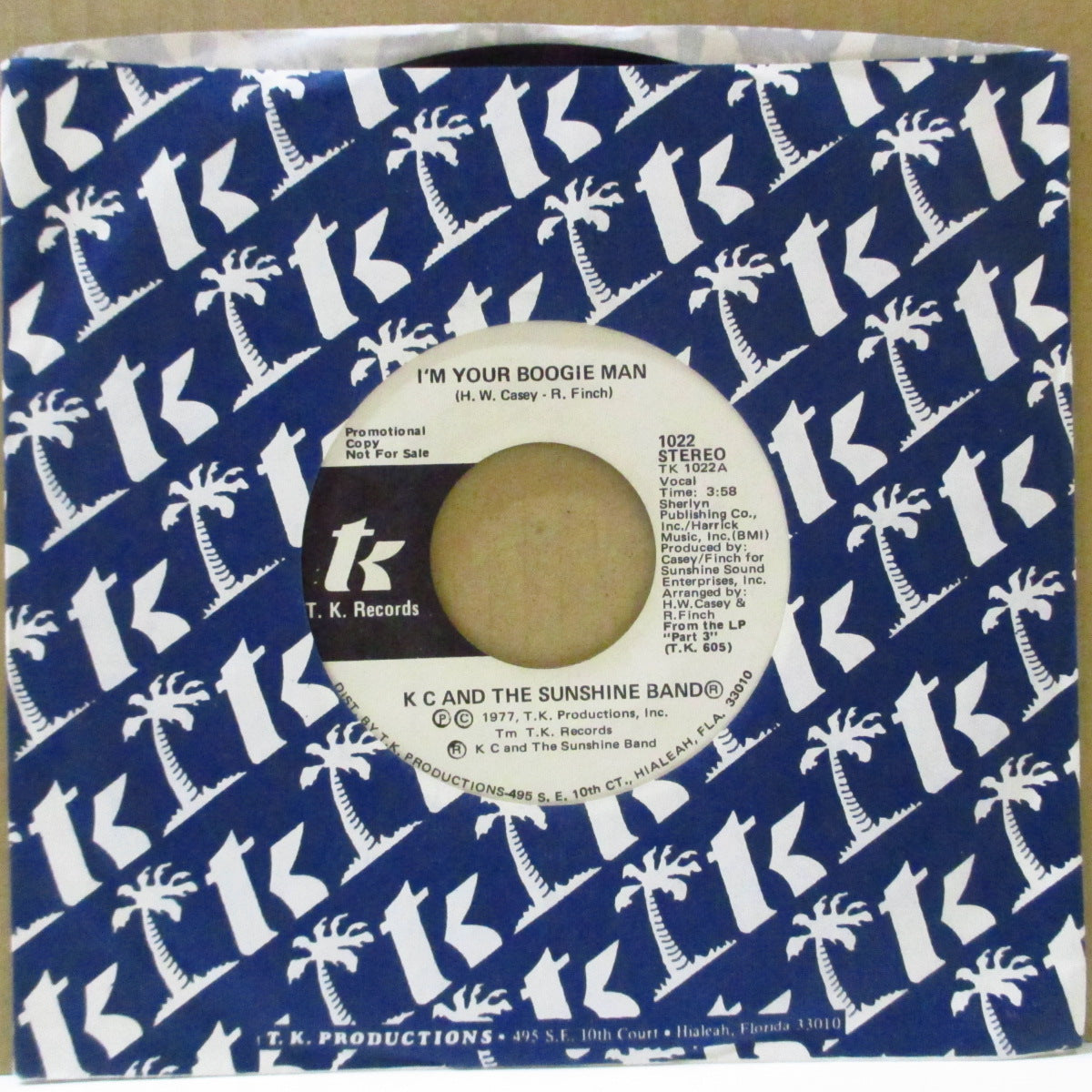 K.C.& THE SUNSHINE BAND (K.C.&ザ・サンシャイン・バンド)  - I'm Your Boogie Man (US Promo 7"+CS)