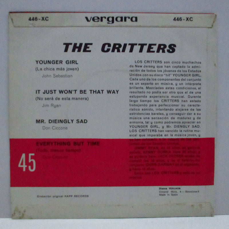 CRITTERS (クリッターズ)  - Younger Girl (Spain Orig.EP+CFS)