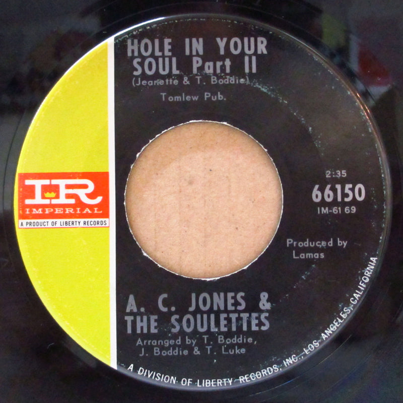 A.C.JONES & THE SOULETTES (A.C.ジョーンズ＆ザ・ソウレッツ)  - Hole In Your Soul (Part 1 & 2) (US '65 Reissue 7")