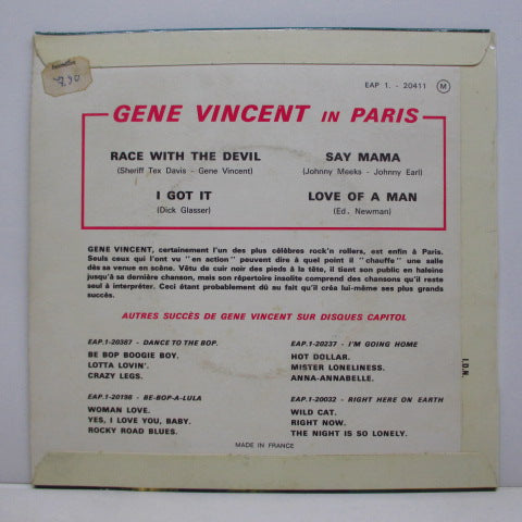 GENE VINCENT - In Paris (France Orig.EP/CFS)