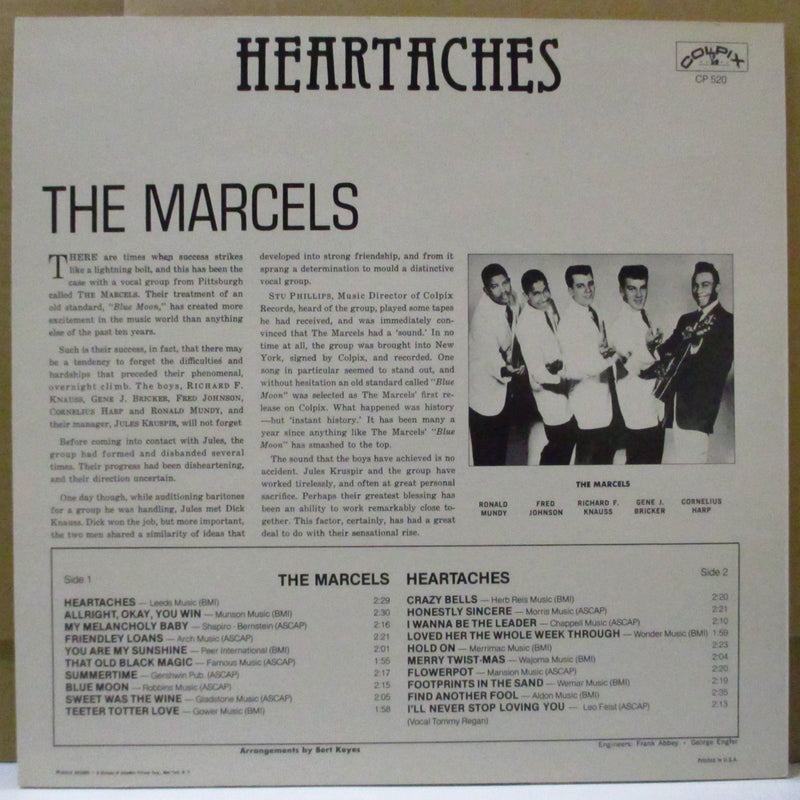 MARCELS (マーセルズ)  - Heartaches (Euro Unofficial Black Label LP)