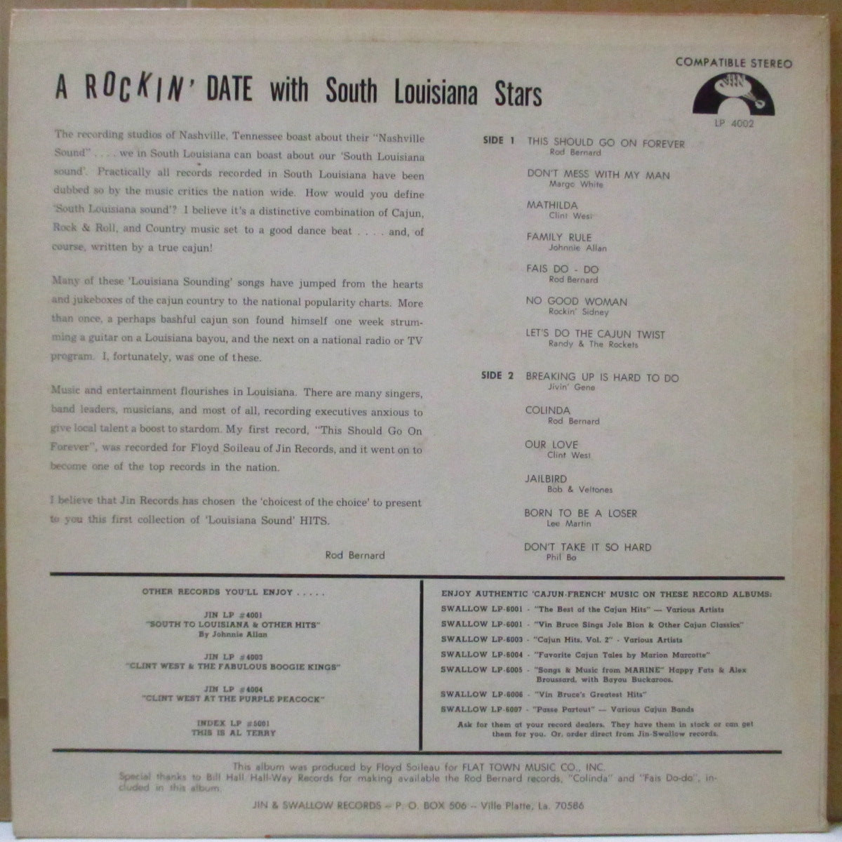 V.A. - A Rockin' Date With South Louisiana Stars (US Orig.Stereo LP)