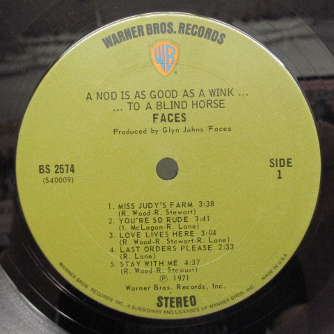 FACES (フェイセス)  - A Nod Is As Good As A Wink... To A Blind Horse (US Orig.+Poster)