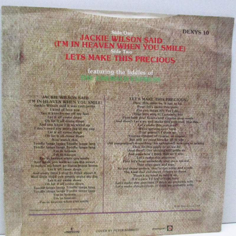 DEXYS MIDNIGHT RUNNERS (ディキシーズ・ミッドナイト・ランナーズ)  - Jackie Wilson Said (UK Orig.7"/Silver Lbl.)