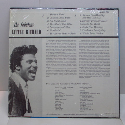 LITTLE RICHARD - The Fabulous Little Richard (US 80's Re LP/No Barcord)