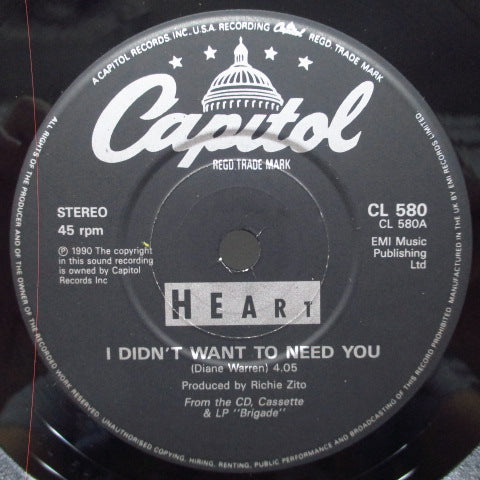 HEART - I Didn't Want To Need You (UK Orig.7" PS)