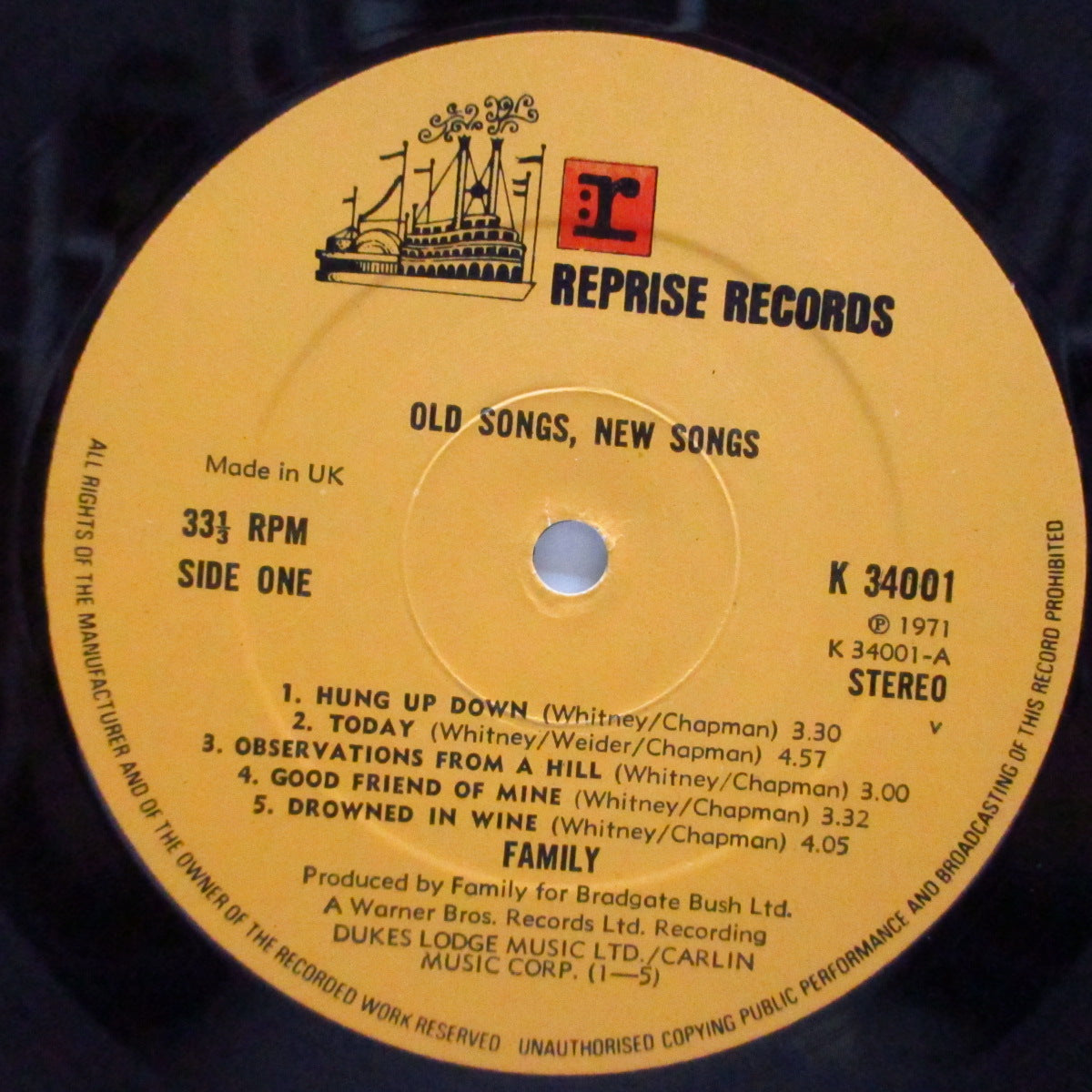 FAMILY - Old Songs, New Songs (UK 70's Re No W Logo Lbl,LP/CS)