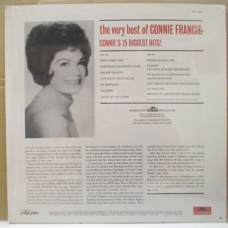 CONNIE FRANCIS (コニー・フランシス)  - The Very Best Of Connie’s 15 Biggest Hits! (Canada '77 Re Stereo LP)