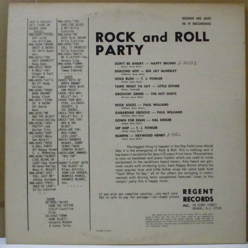 V.A. - Rock & Roll Party (US 50's Re Maroon Label Mono LP/CS)