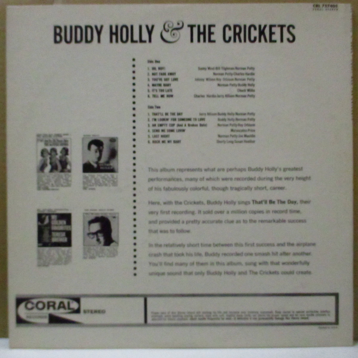 BUDDY HOLLY & THE CRICKETS (バディ・ホリー & ザ・クリケッツ)  - Buddy Holly & The Crickets (US '63 Reissue Stereo LP)