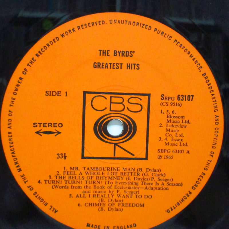 BYRDS (ザ・バーズ)  - Greatest Hits (UK オリジナル「ステレオ」LP/CS