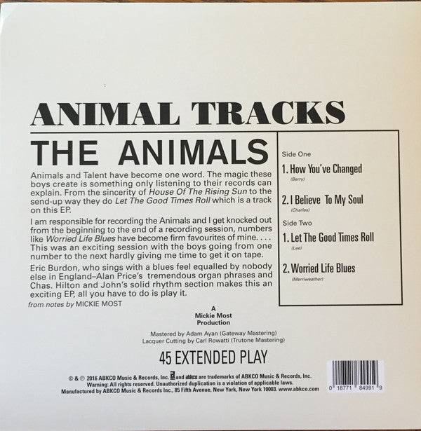 ANIMALS, THE (ジ・アニマルズ)  - Animal Tracks (US '16 RSD Ltd.4-Tracks Mono 10"+Stickered CVR / New)