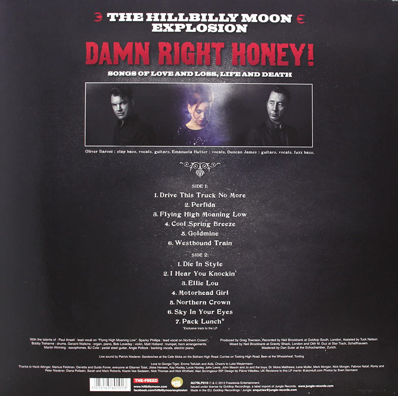 HILLBILLY MOON EXPLOSION, THE (ザ・ヒルビリー・ムーン・エクスプロージョン)  - Damn Raight Honey! - Songs Of Love & Loss, Life & Death (UK 限定 180g LP/NEW)